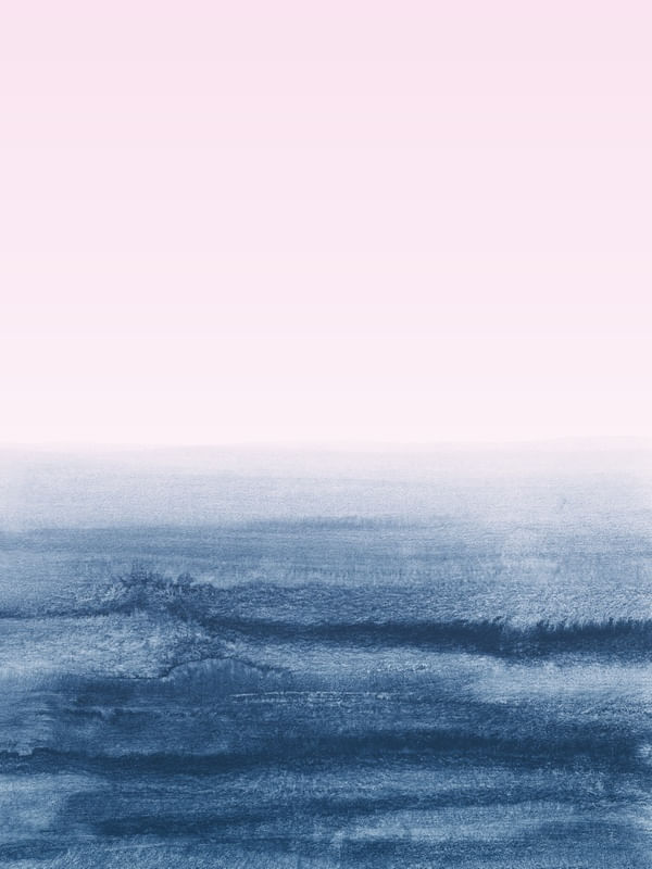 PAISAGEM EM AQUARELA AZUL E ROSA - 1/2