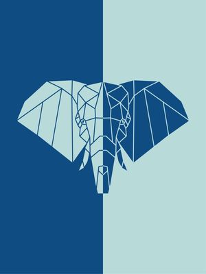 ELEPHANT IN CLASSIC BLUE - POLYGON ART