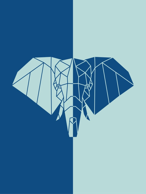 ELEPHANT IN CLASSIC BLUE - POLYGON ART