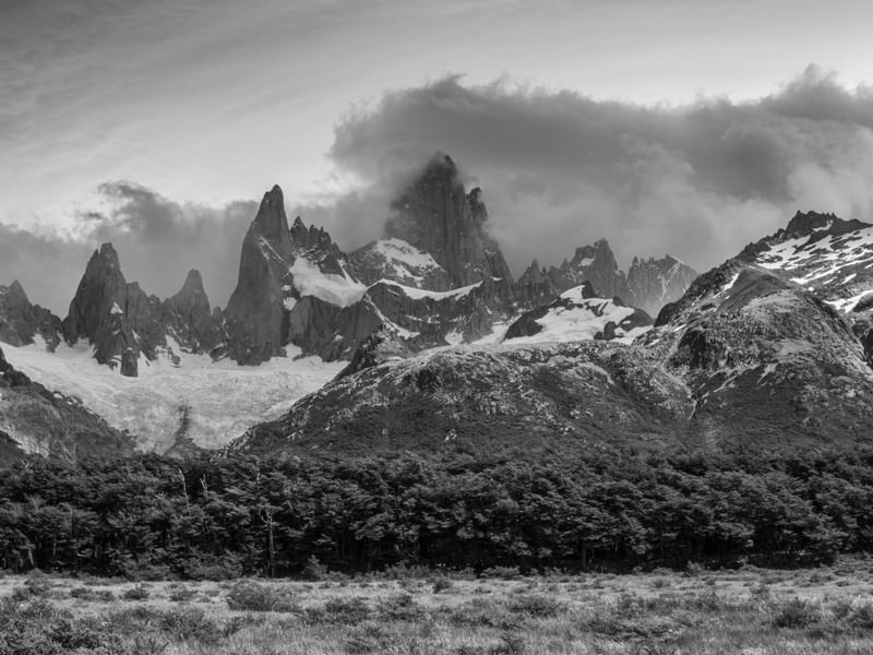 VISTA DA TRILHA PARA LAGUNA DE LOS TRÊS - FITZ ROY - P&B