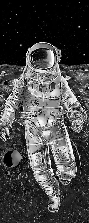ASTRONAUTA EM PRETO E BRANCO