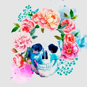 CAVEIRA MEXICANA COLORIDA FUNDO BRANCO