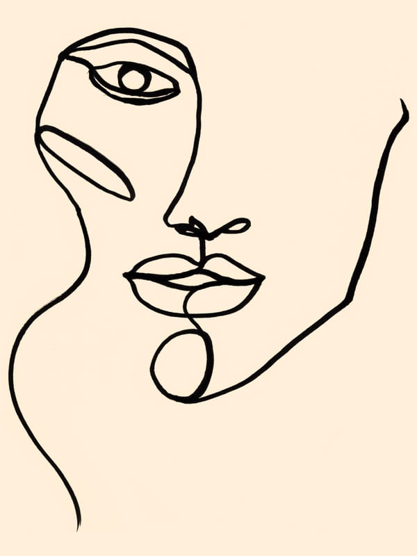 FACES 1, MINIMALIST LINE DRAWING