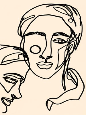 FACES 3, MINIMALIST LINE DRAWING