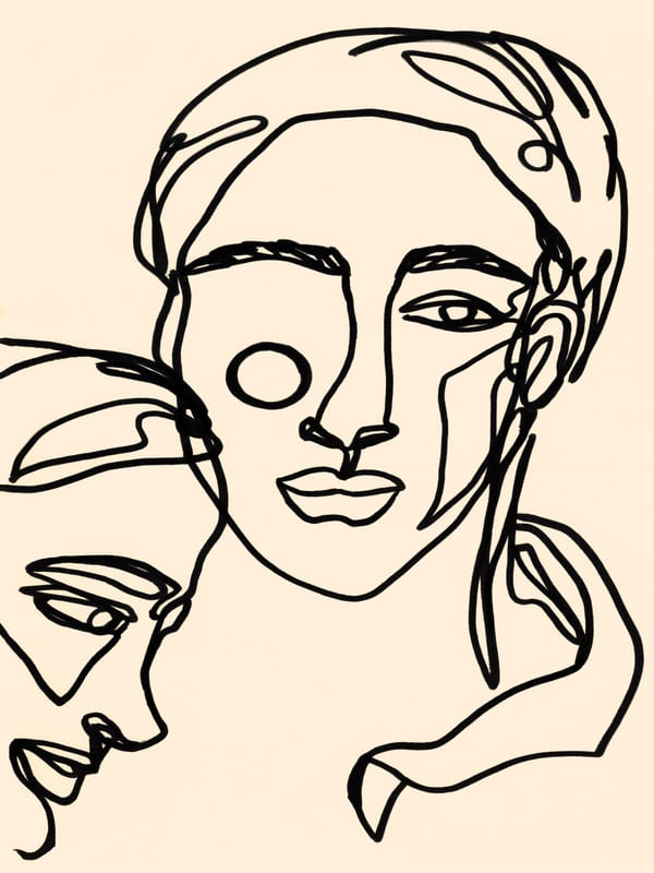 FACES 3, MINIMALIST LINE DRAWING