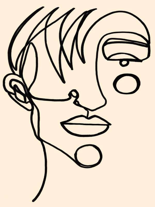 FACES 5, MINIMALIST LINE DRAWING
