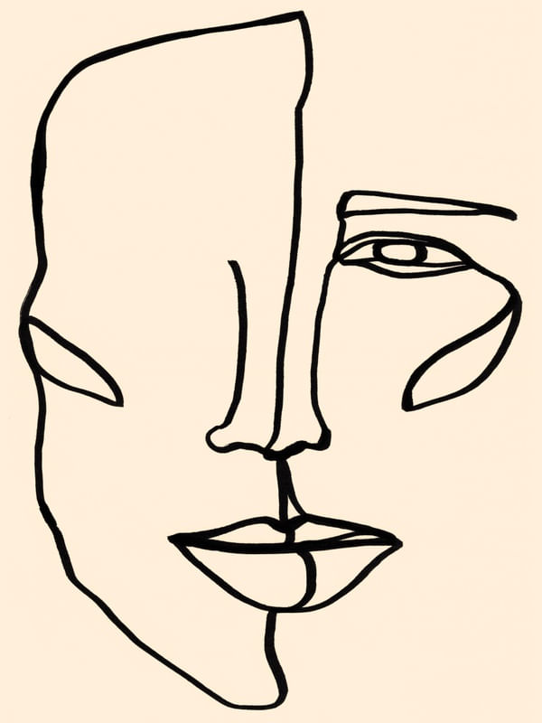 FACES 7, MINIMALIST LINE DRAWING