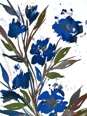 POCKETFUL OF POSIES, INDIGO BLUE MULTI