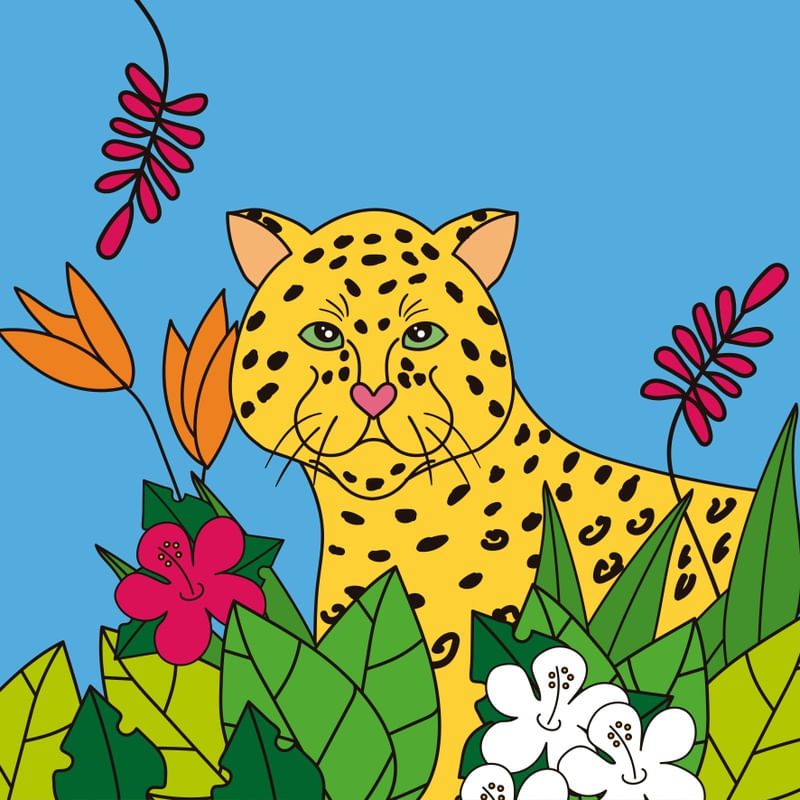 ONÇA NO JARDIM AZUL