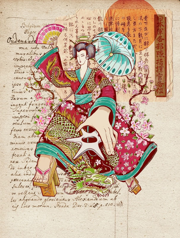 GEISHA WITH UMBRELLA