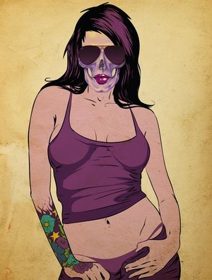 SKULL PURPLE GIRL TATTOO