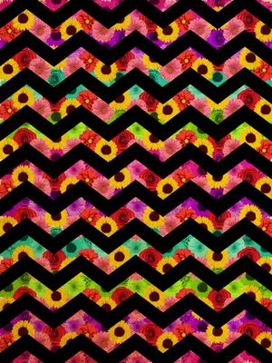 CHEVRON COLORS BLACK FLOWERS