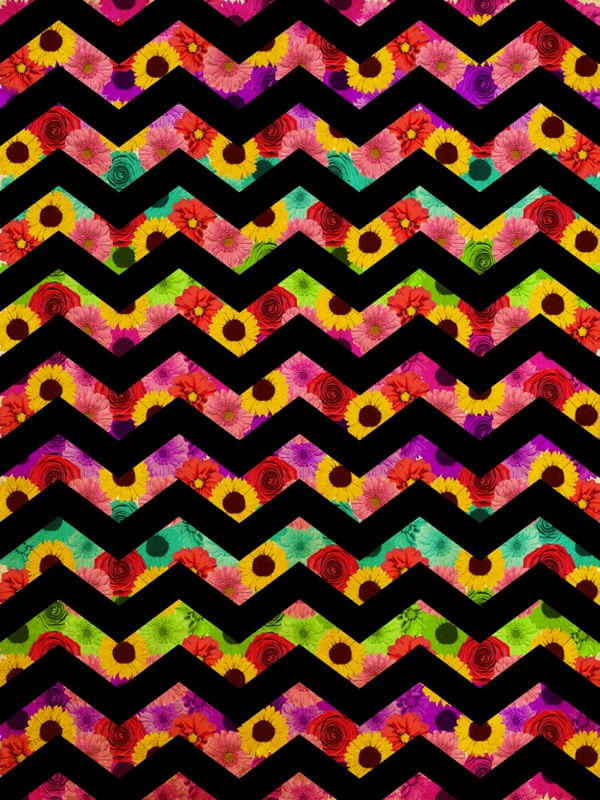 CHEVRON COLORS BLACK FLOWERS