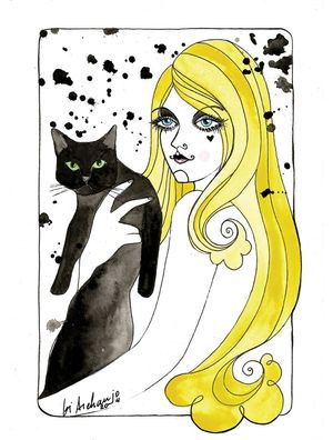 BLONDE WITH CAT