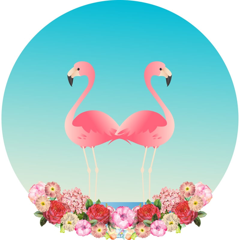 FLAMINGOS AND FLOWERS