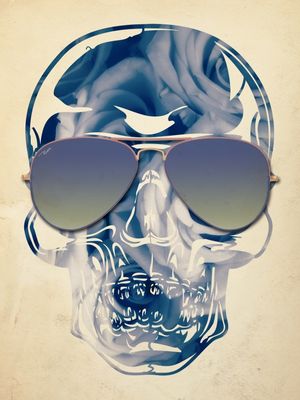 SKULL BLUE FLOWERS
