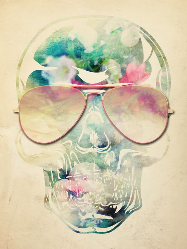 SKULL PASTEL FLOWERS