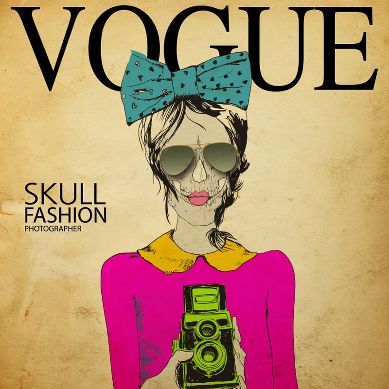 Quadro Decorativo SKULL FASHION PHOTOGRAPHER QUADRADO