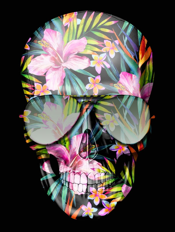 Quadro Decorativo HAWAII SKULL FLOWERS