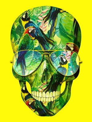 SKULL COLORFUL PARROTS