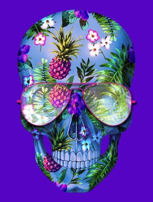 SKULL TROPICAL FLOWERS
