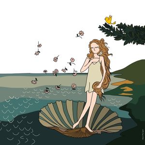 ELIZA E PIU EM O NASCIMENTO DE VÊNUS DE SANDRO BOTTICELLI