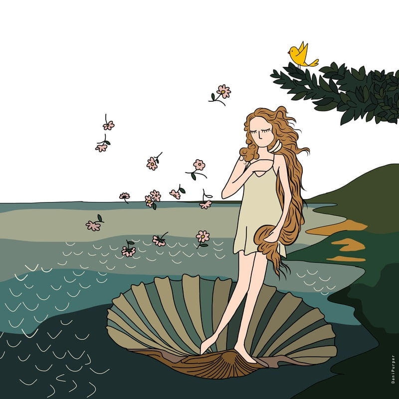 ELIZA E PIU EM O NASCIMENTO DE VÊNUS DE SANDRO BOTTICELLI