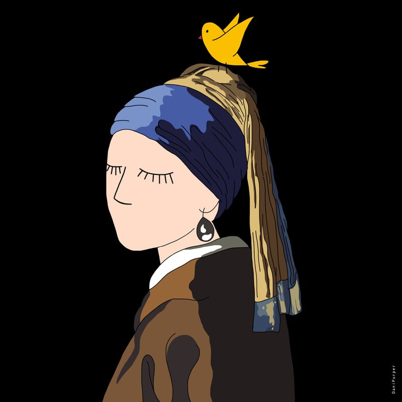 ELIZA E PIU EM MOÇA COM BRINCO DE PÉROLA DE JOHANNES VERMEER