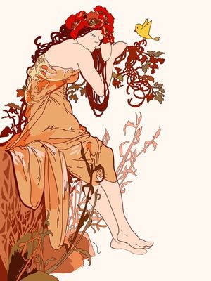ELIZA E PIU EM SUMMER DE ALFONS MUCHA