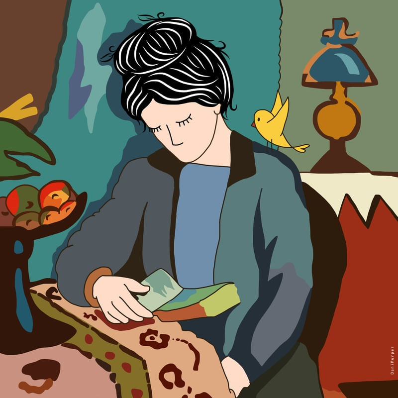 ELIZA E PIU EM BLUE GIRL READING DE AUGUST MACKE