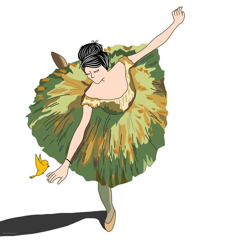 ELIZA E PIU EM BAILARINA INCLINADA DE EDGAR DEGAS