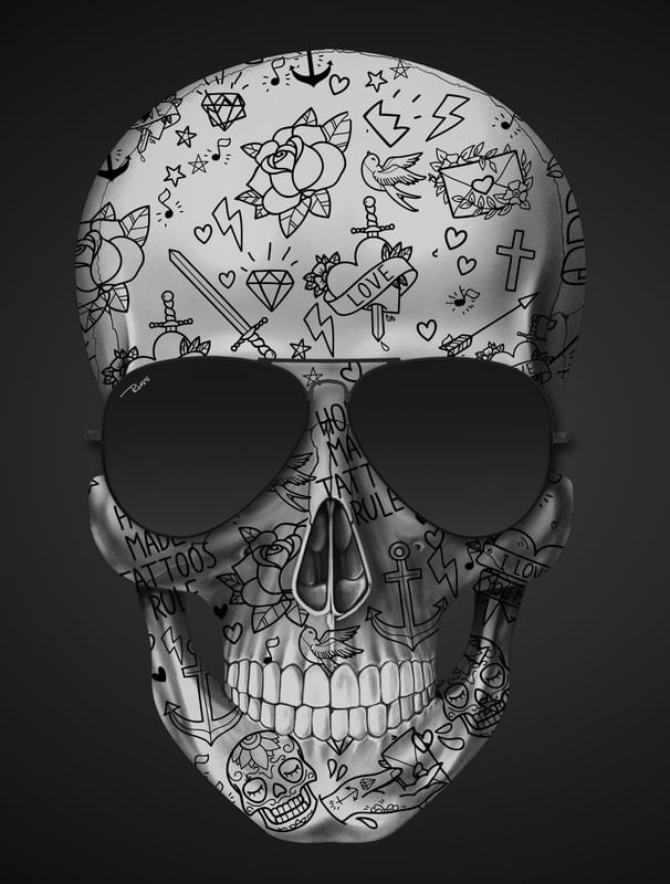 Quadro Decorativo SKULL TATTOO