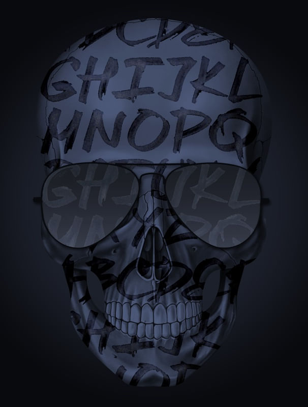 SKULL ALPHABET BLUE