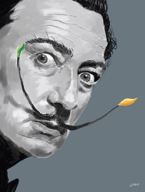 SALVADOR DALI COM BIGODE DE PINCEL