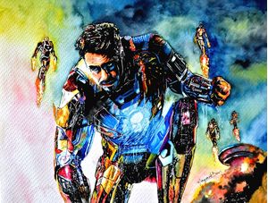 IRON MAN - HOMEM DE FERRO EM AQUARELA