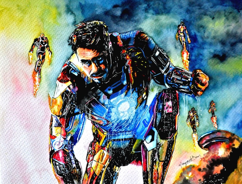 IRON MAN - HOMEM DE FERRO EM AQUARELA