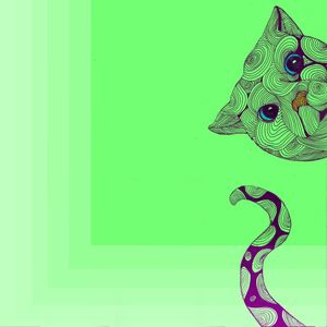CAT IN RIPPLES GREEN