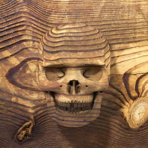 WOOD SKULL 01