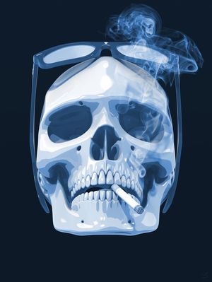 CIGAR SMOKE SKULL BLUE