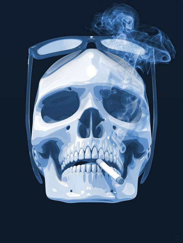 CIGAR SMOKE SKULL BLUE