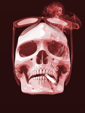 CIGAR SMOKE SKULL RED