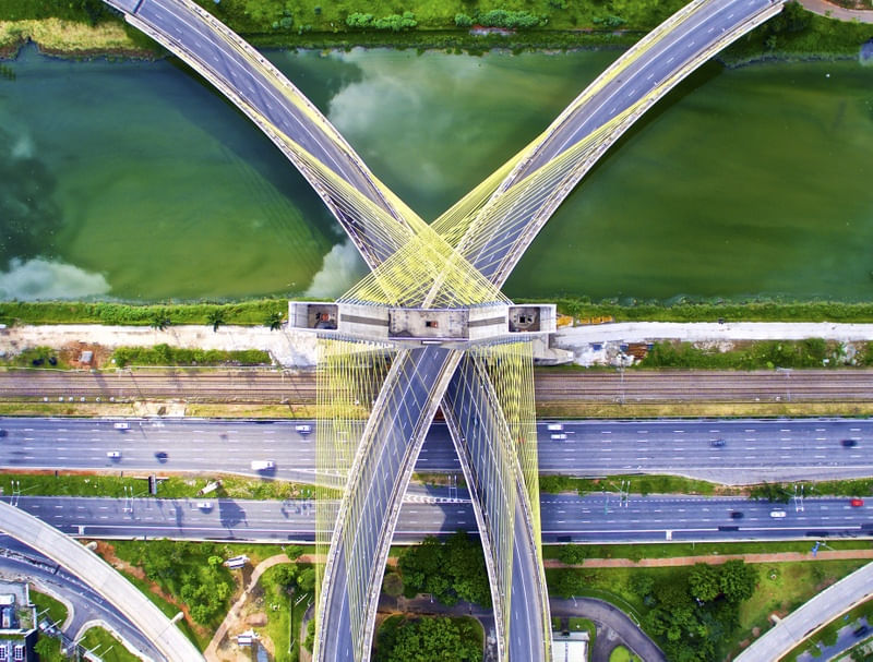 AÉREA PONTE ESTAIADA PAISAGEM