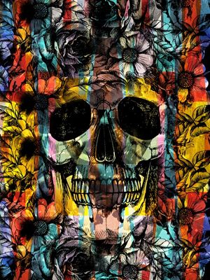 SKULL COLORFUL FLOWERS
