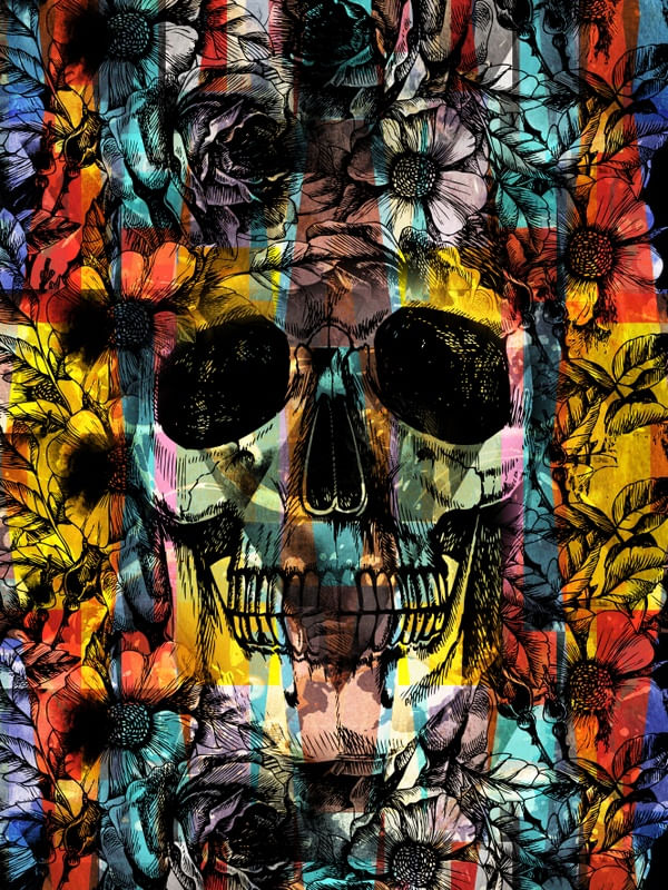 SKULL COLORFUL FLOWERS
