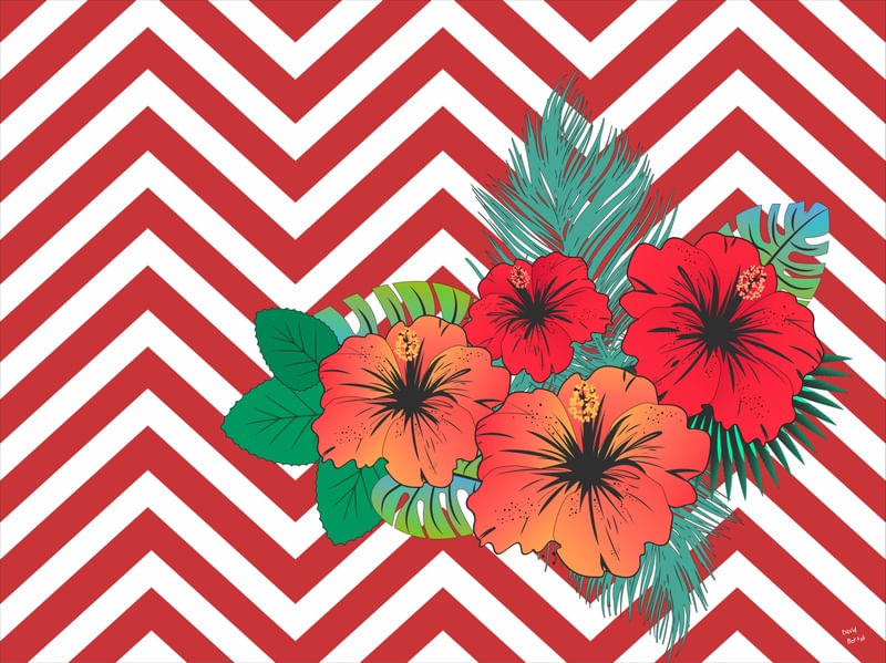 CHEVRON FLORAL - HIBISCO
