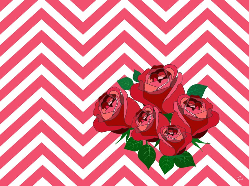 CHEVRON FLORAL - ROSAS