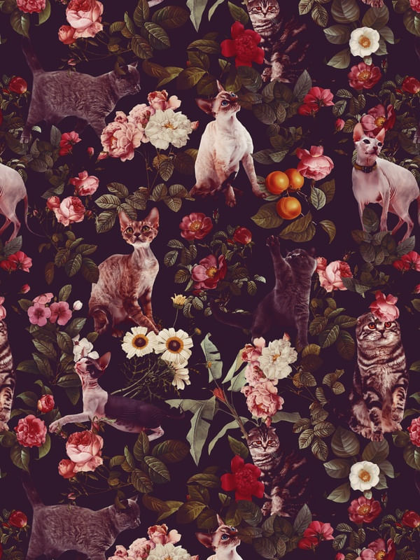 FLORAL AND CATS PATTERN
