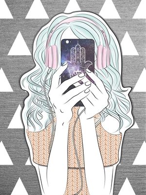 HEADPHONE HIPSTER GIRL