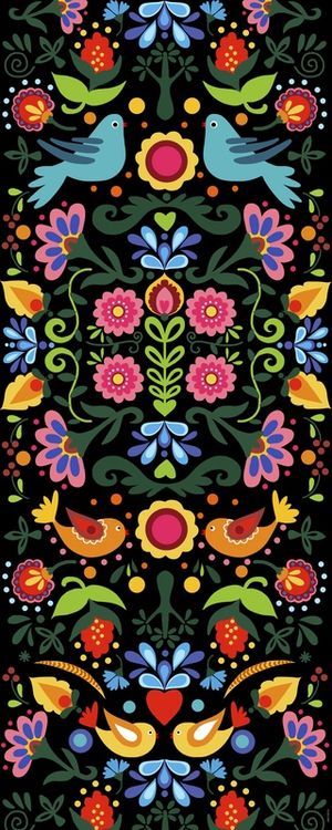 FLOWER FOLK ART PRETO