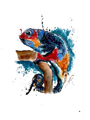 CAMALEÃO AQUARELA